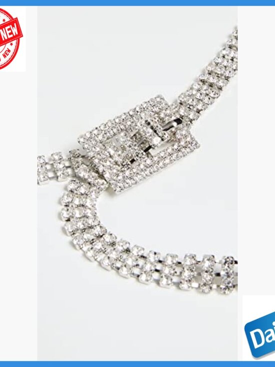 One Size Rhinestone Belt, Adjustable Silver Buckle, Lightweight Leather